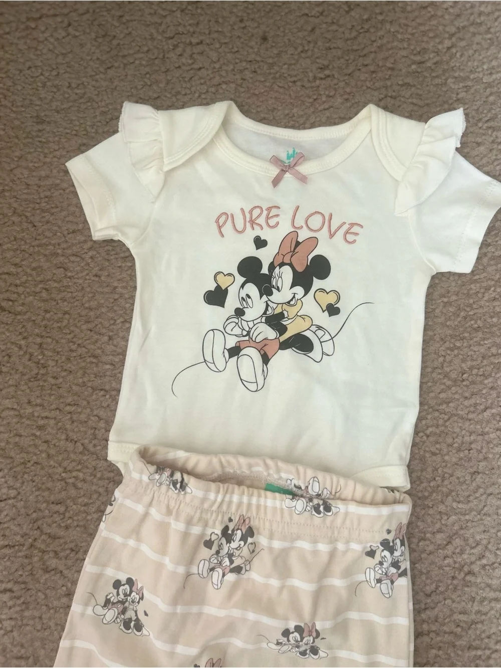 Disney Baby Minnie Mouse Footed Pants Set 6-9 Months NWOT